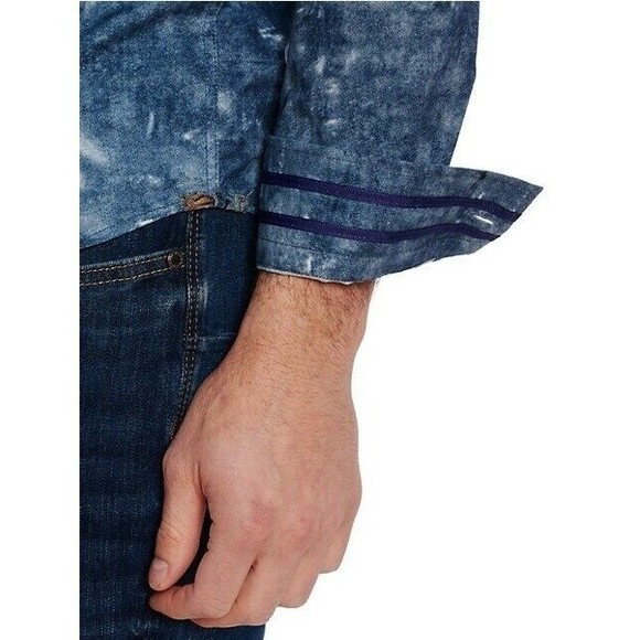 Robert Graham Ferndale Cotton Twill Woven Button Down Long Sleeve Shirt Blue XS - Picture 2 of 12